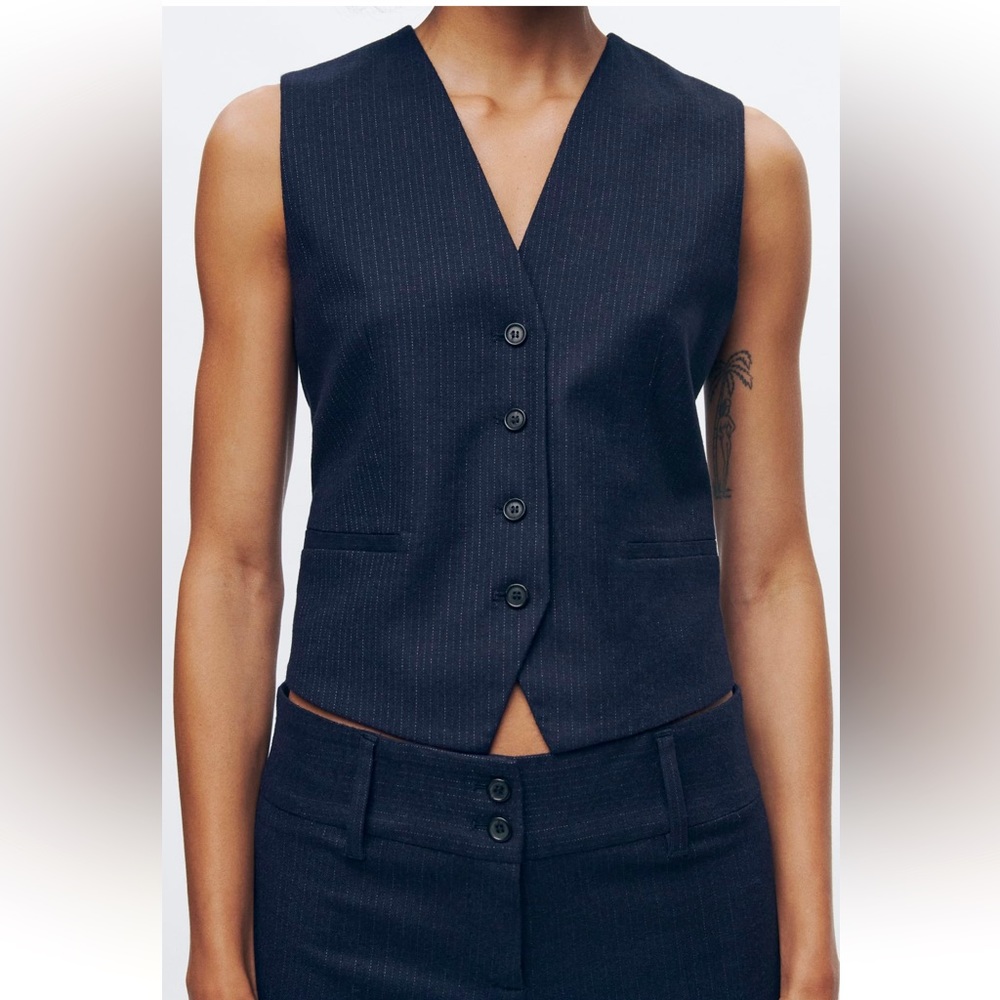 Zara NWT Wool Blend Pinstripe Vest ZW Collection